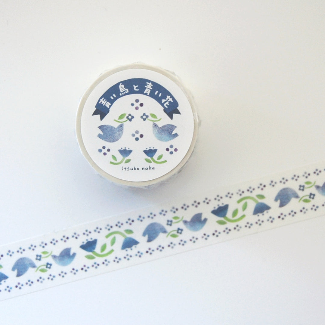 Itsuko Naka / Washi Tape -Blue Bird and Blue Flower