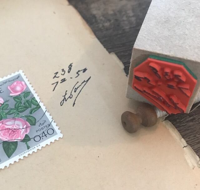 Lamp x Paperi Brocante / Original rubber stamp #1  (handwritten)