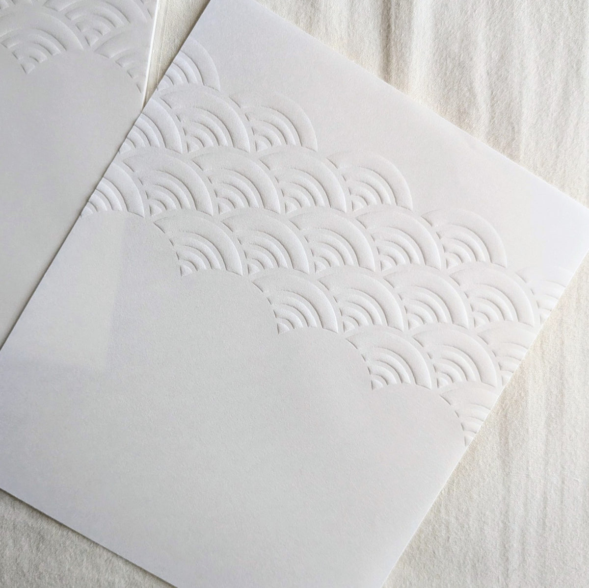 Tsujitoku / Japanese Kaishi Paper (Embossed) -Seigaiha Waves