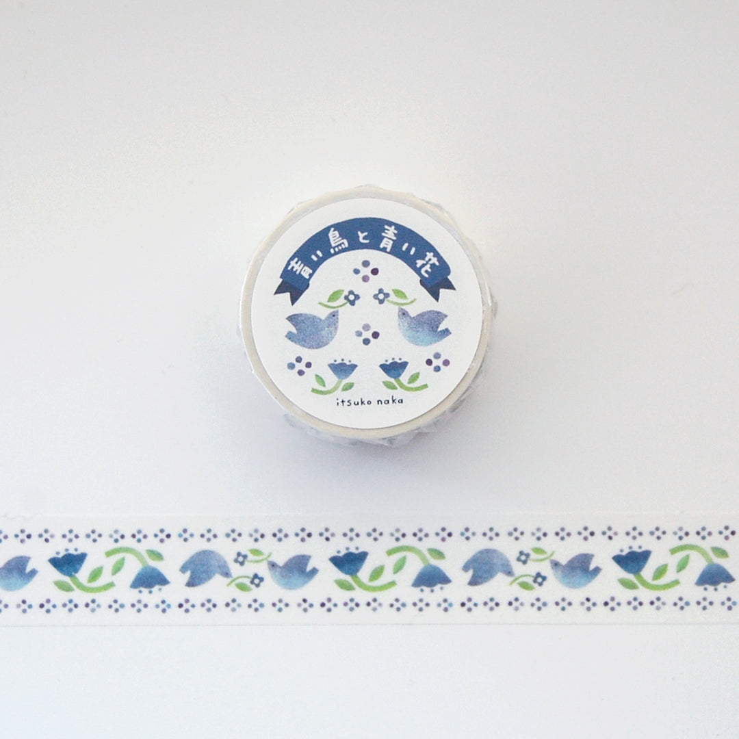 Itsuko Naka / Washi Tape -Blue Bird and Blue Flower
