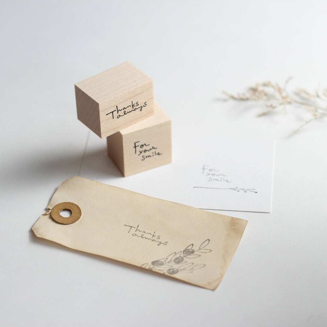 always smile... / Rubber Stamp -Handwritten font "Thanks always"
