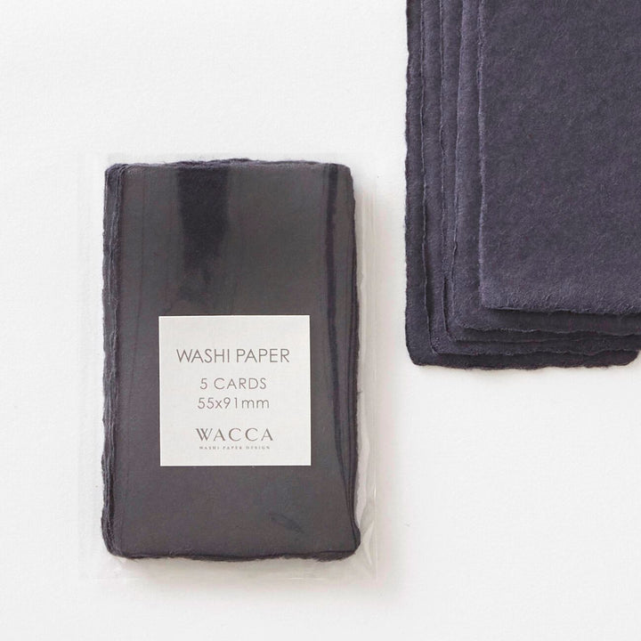 WACCA Handmade deckle edged washi paper card /NAVY BU34