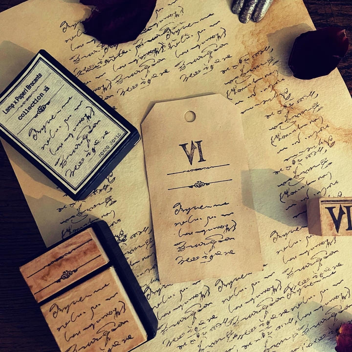 Lamp x Paperi Brocante / Original rubber stamp set #12  (line&manuscript)