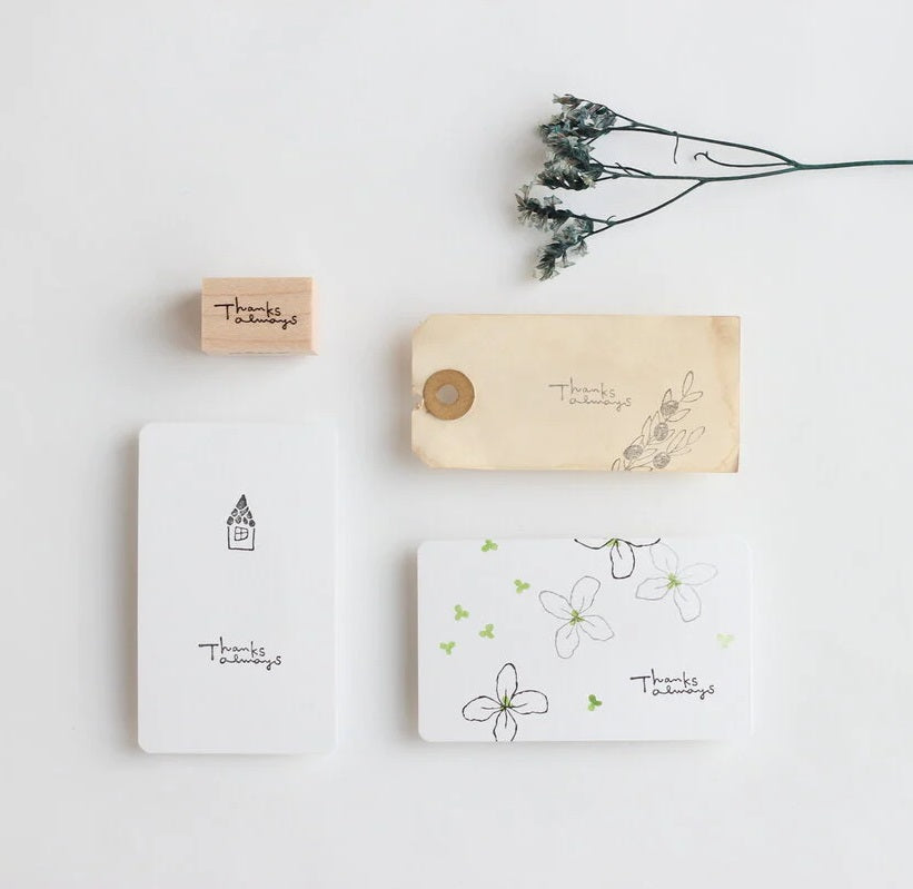 always smile... / Rubber Stamp -Handwritten font "Thanks always"