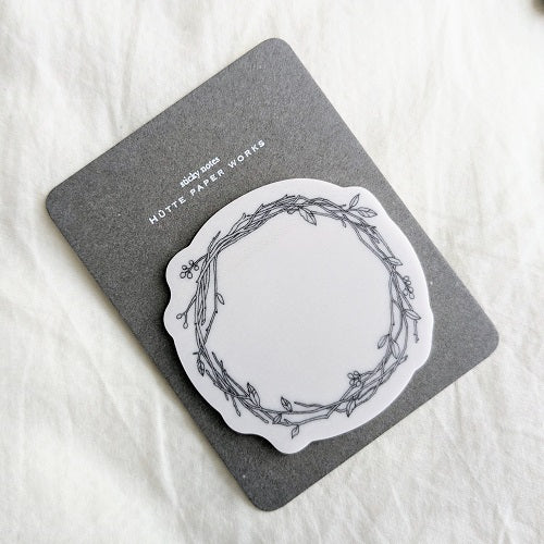 Hutte Paper Works / Die-cut transparent sticky note -Chamomile1/Chamomile2/Wreath/Olive