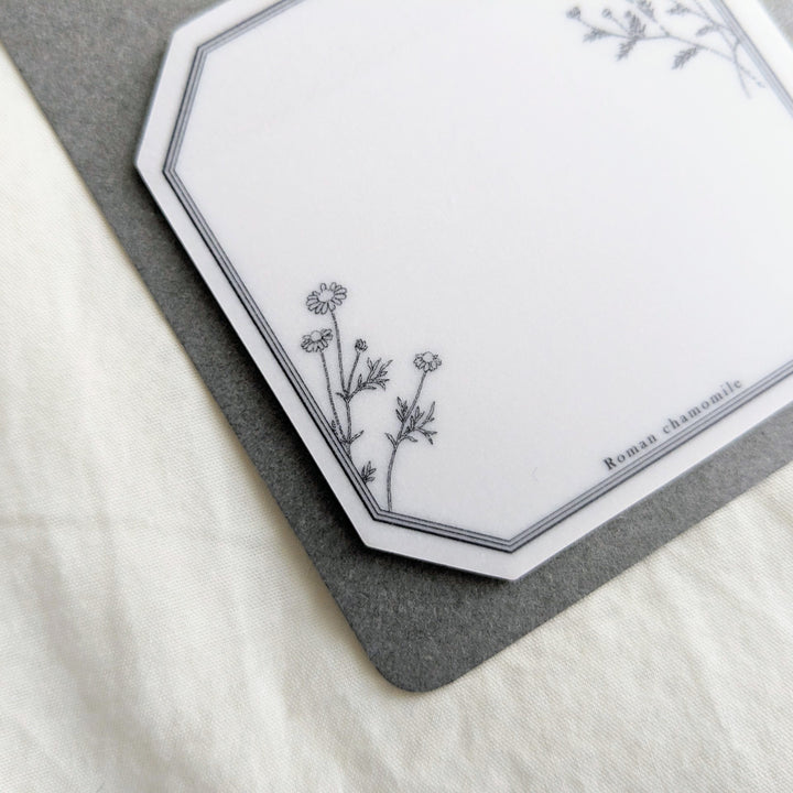 Hutte Paper Works / Die-cut transparent sticky note -Chamomile1/Chamomile2/Wreath/Olive