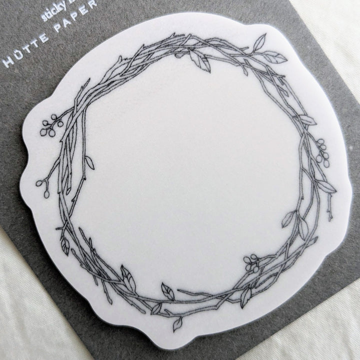 Hutte Paper Works / Die-cut transparent sticky note -Chamomile1/Chamomile2/Wreath/Olive