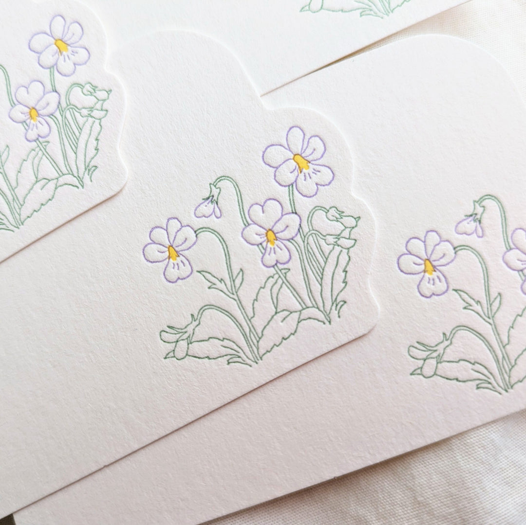 Hutte Paper Works / Letterpress Die-cut Message Card -viola /HPMMC-087