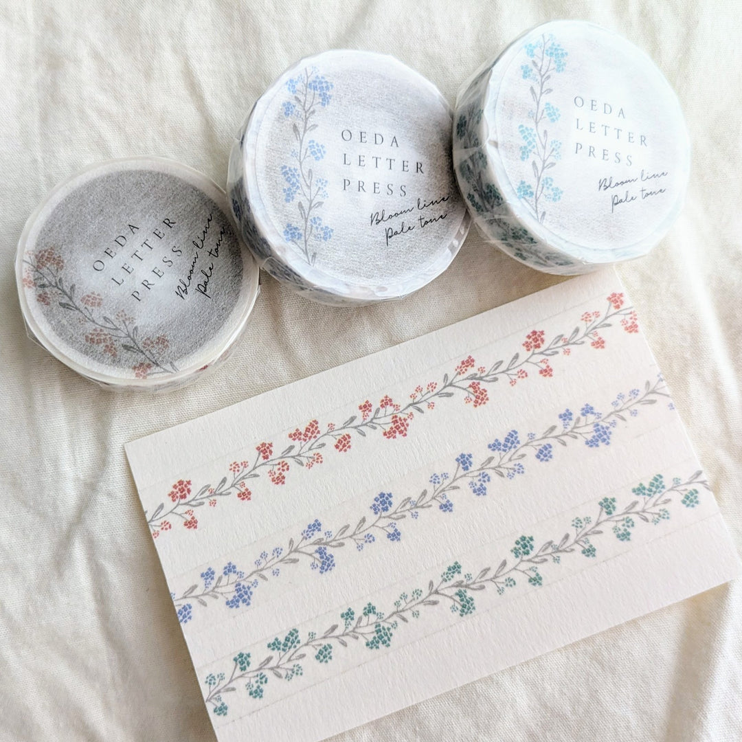 OEDA LETTERPRESS / Masking Tape [Bloom Line Pale Color Blue/Green/Pink]