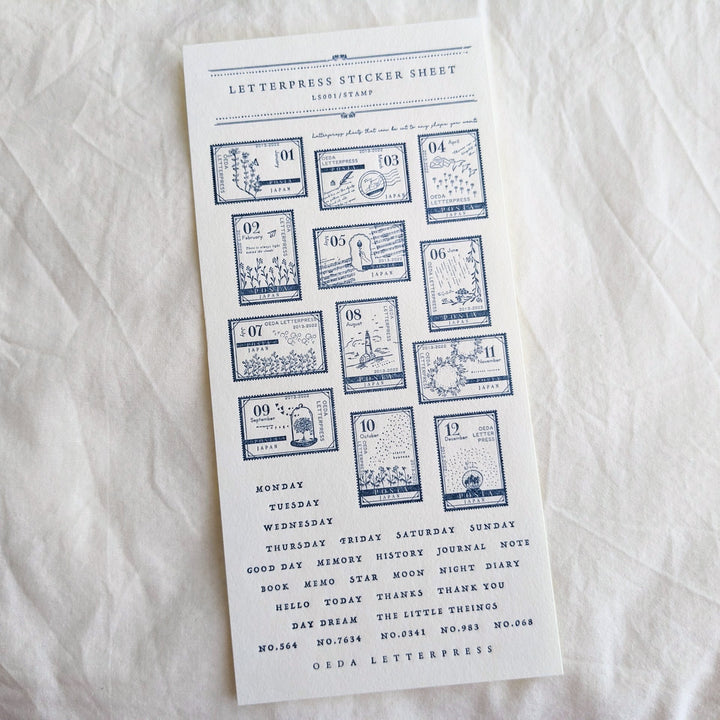 OEDA LETTERPRESS / Letterpress sticker sheet [ STAMP/Dark blue ]