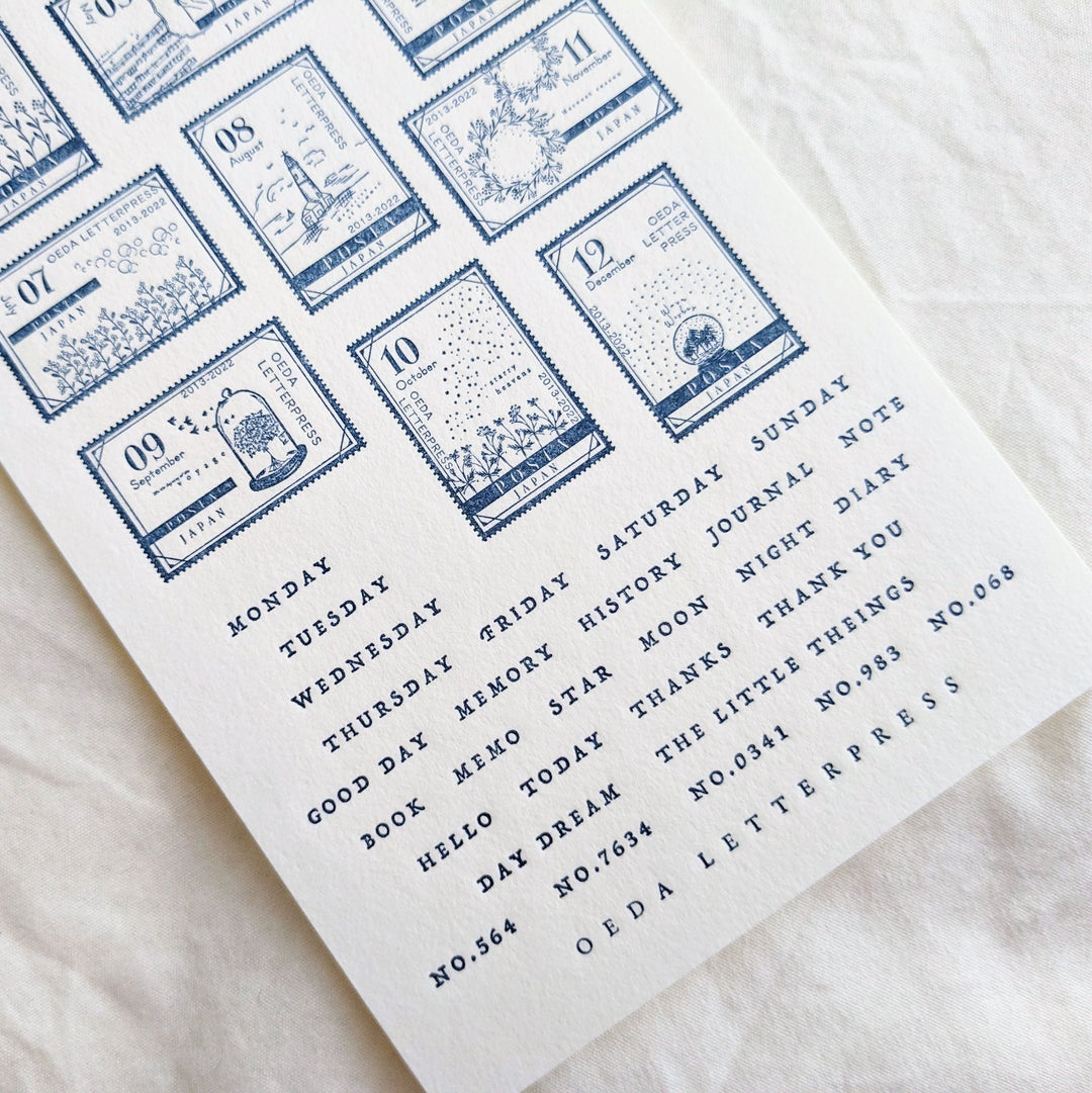 OEDA LETTERPRESS / Letterpress sticker sheet [ STAMP/Dark blue ]