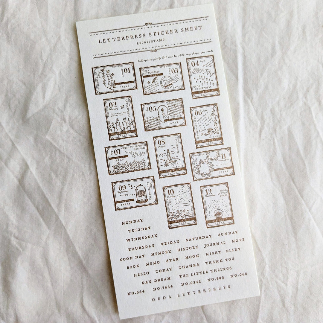 OEDA LETTERPRESS / Letterpress sticker sheet [ STAMP/Bronze ]