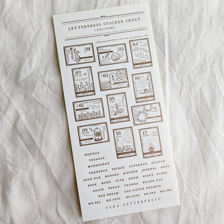 OEDA LETTERPRESS / Letterpress sticker sheet [ STAMP/Bronze ]