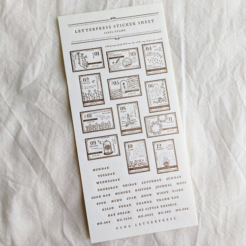 OEDA LETTERPRESS / Letterpress sticker sheet [ STAMP/Bronze ]