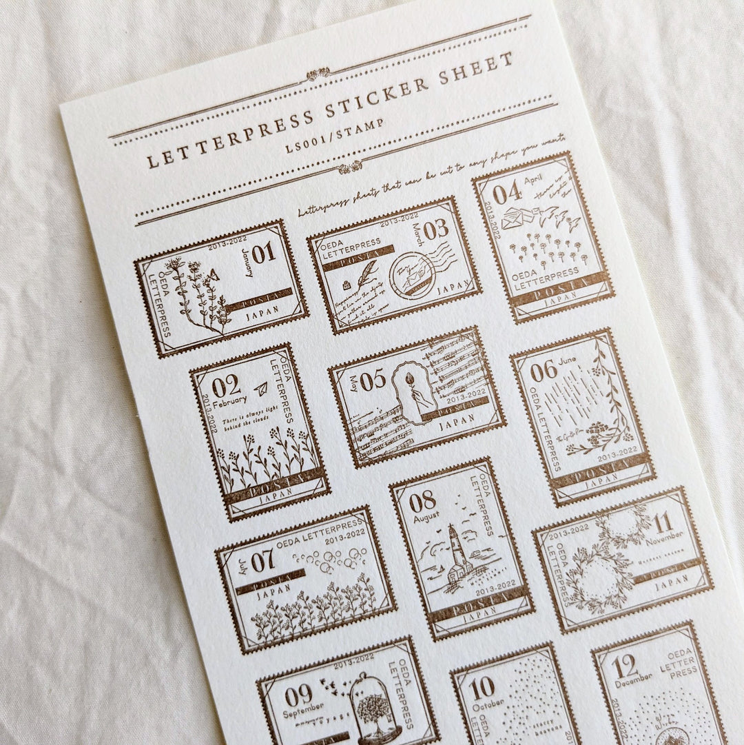 OEDA LETTERPRESS / Letterpress sticker sheet [ STAMP/Bronze ]