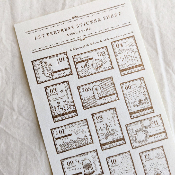OEDA LETTERPRESS / Letterpress sticker sheet [ STAMP/Bronze ]