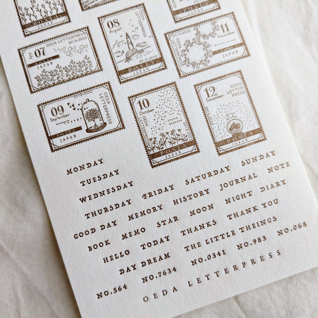 OEDA LETTERPRESS / Letterpress sticker sheet [ STAMP/Bronze ]