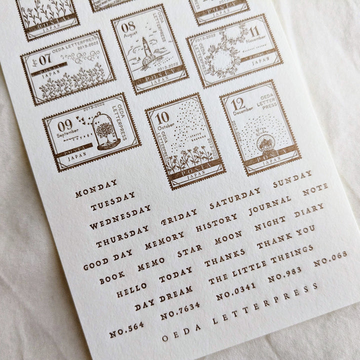OEDA LETTERPRESS / Letterpress sticker sheet [ STAMP/Bronze ]