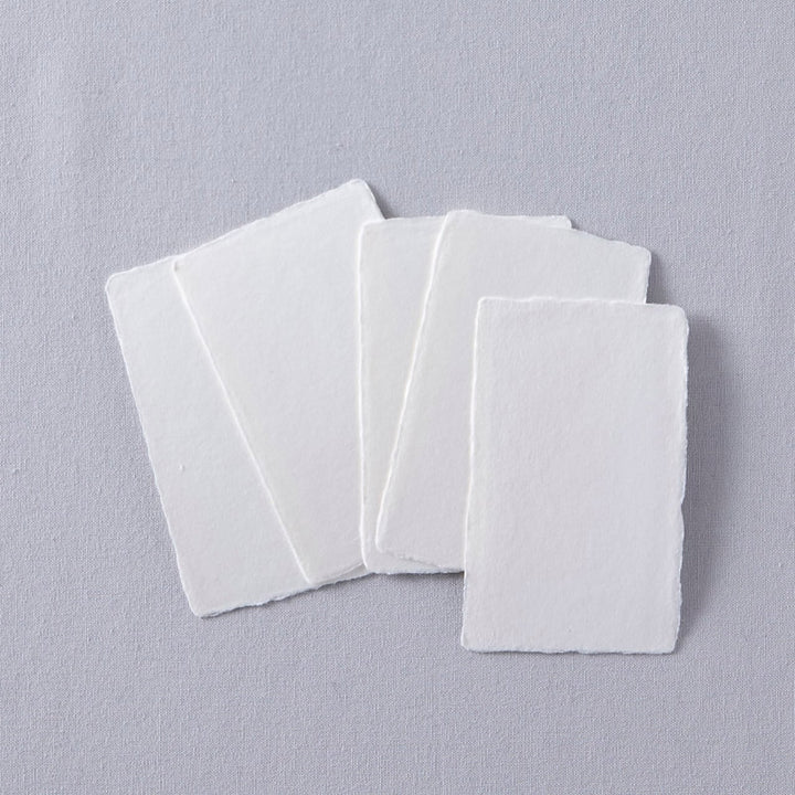 WACCA Handmade deckle edged washi paper card /WHITE BU12