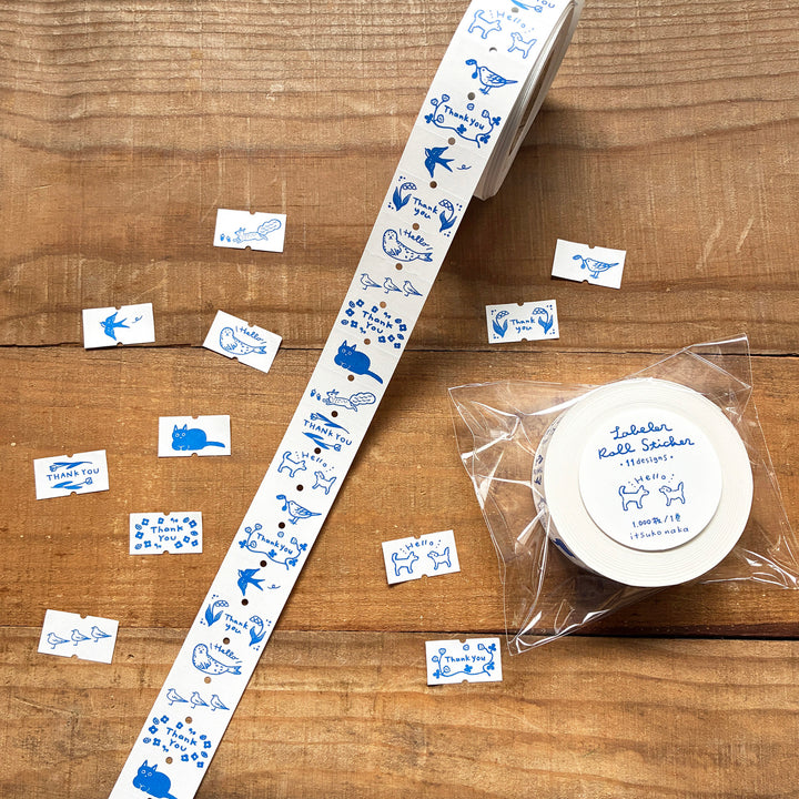 Itsuko Naka / Labeler Rolled sticker -Hello and Thank you