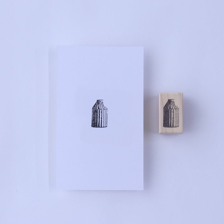 always smiles... / Rubber Stamp -striped vase