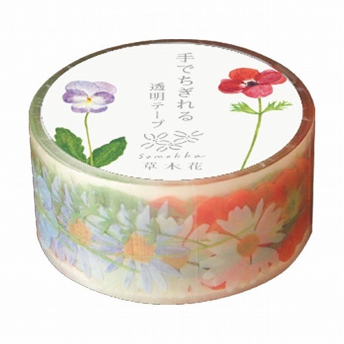 RYURYU / Hand-tearable Clear Tape 20mm width -Garden SMMT201