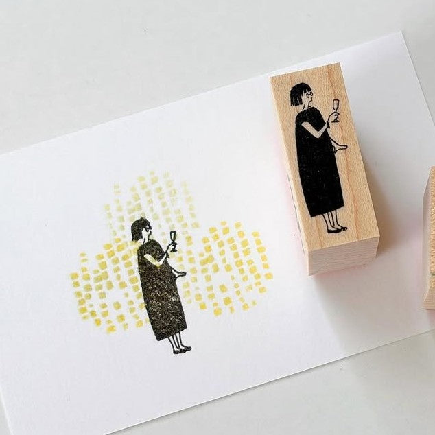 MA7stamp / Rubber Stamp -Fumiko raising a toast