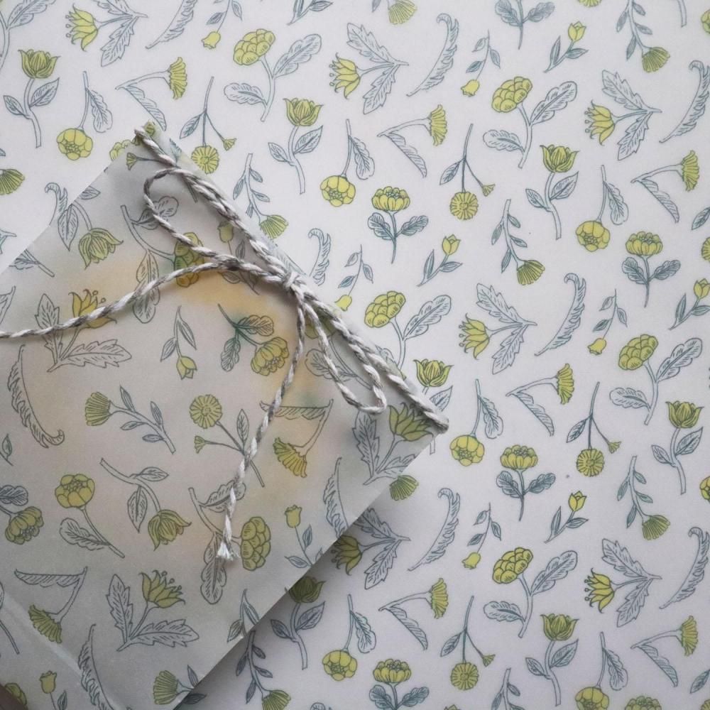 REGARO PAPIRO / Wrapping Paper(Tracing paper ) -Mini Yellow Flower /4 sheets