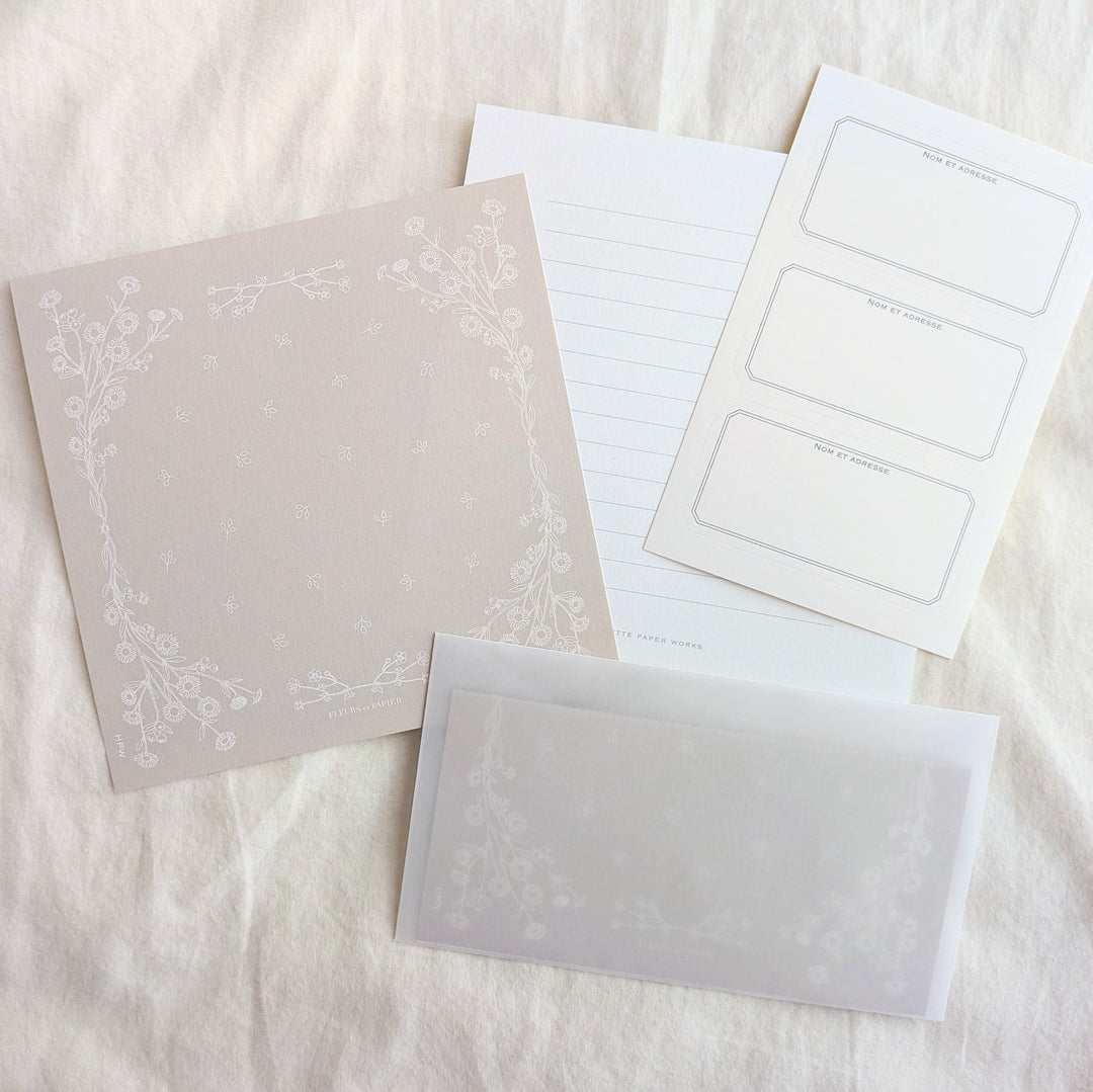 Hutte Paper Works / Square Letter Writing Set -Harujion HLS-102