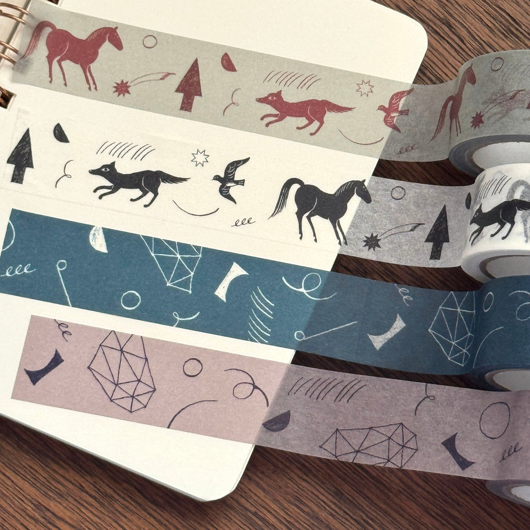 nishi shuku x mizushima / Washi Tape -During the night Gathering Monochrome MT-YR-T-M