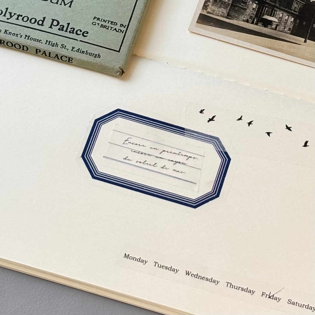 Hutte Paper Works / [easy to write on!] Washi Tape -3-Labels BLUE/BLACK