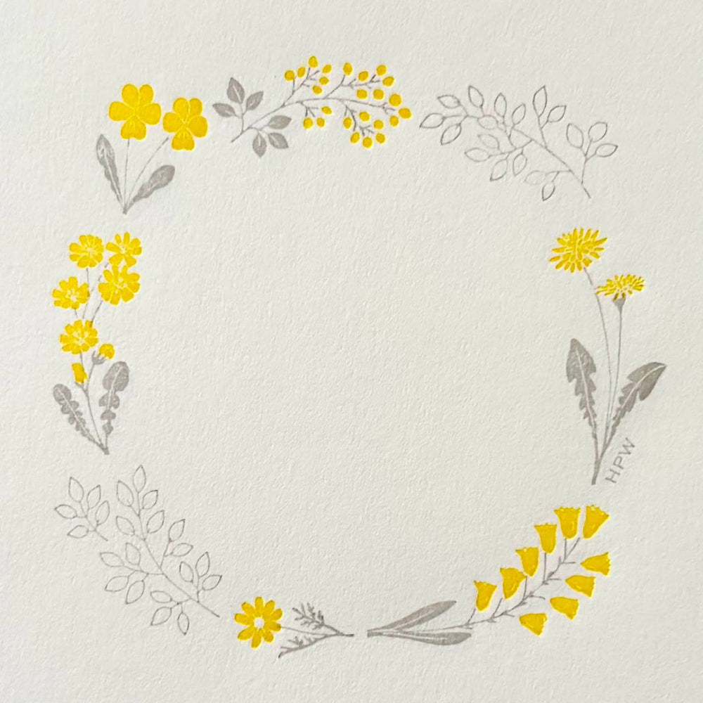 Hutte Paper Works /  Letterpress Memo Pad -wreath YE & GY HPM-028