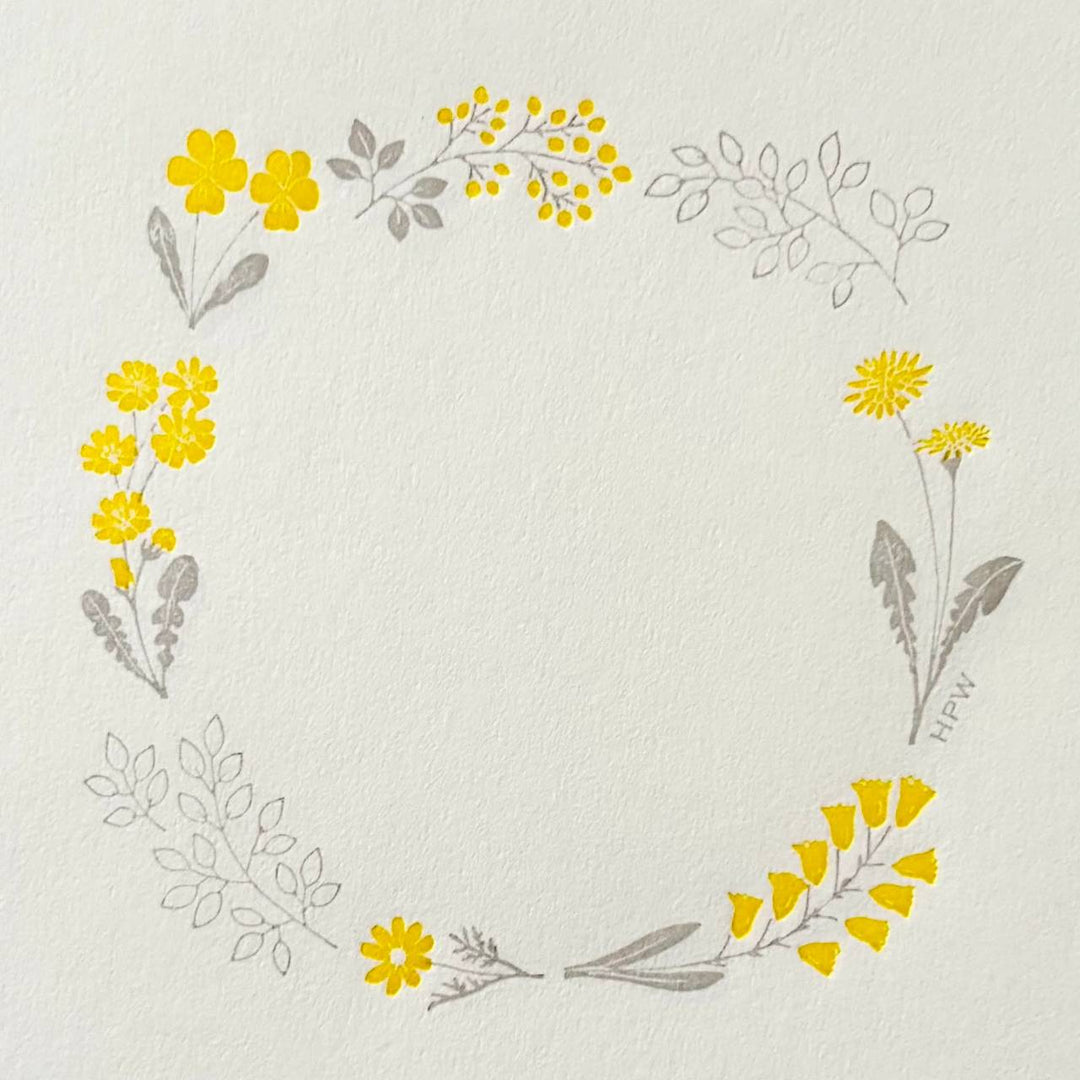 Hutte Paper Works /  Letterpress Memo Pad -wreath YE & GY HPM-028