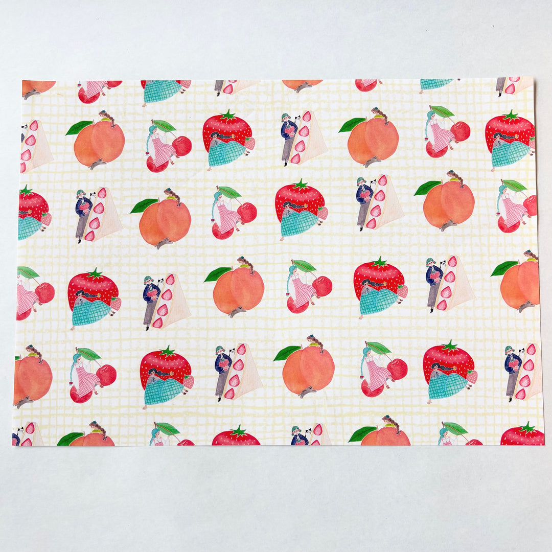 Cotori Cotori / A4 Design Paper -Peaches, strawberries, and girls