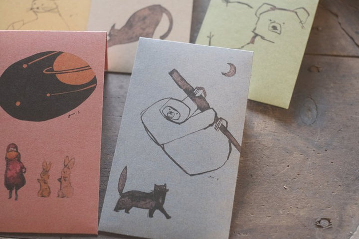 Jun Sasaki / Mini Envelope (PochiBukuro) Space, Fennec, Bear, Ghost & Cat, Sloth