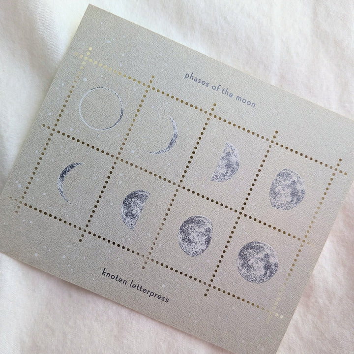 knoten letterpress / Stamp-style sticker -Phases of the moon /Silver