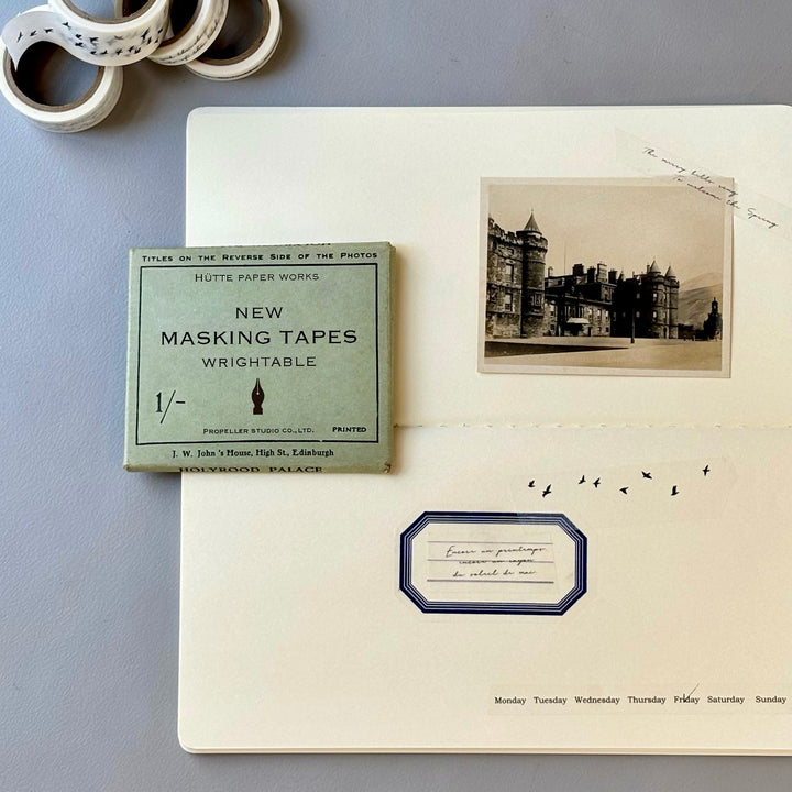 Hutte Paper Works / [easy to write on!] Washi Tape -3-Labels BLUE/BLACK