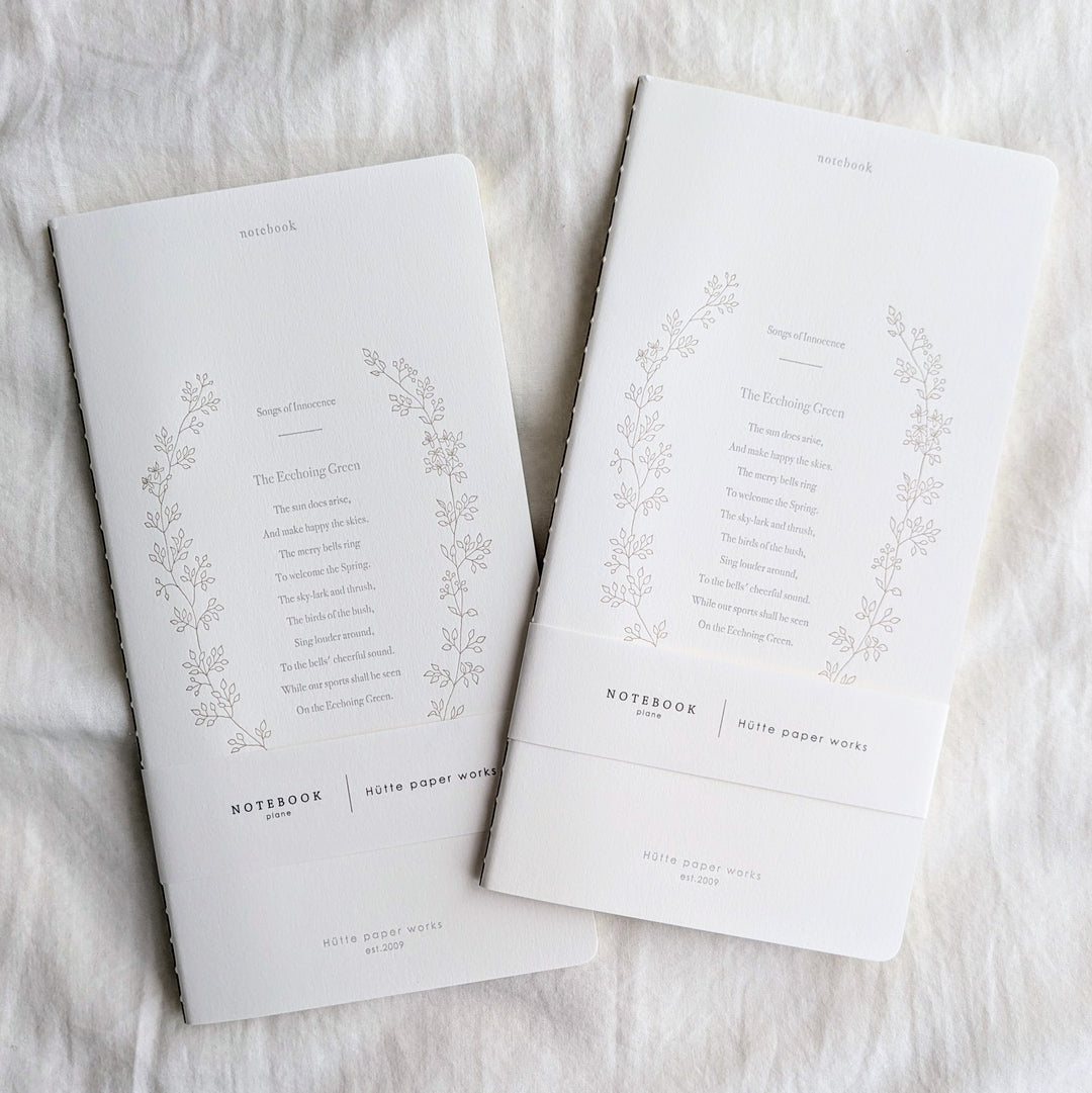 Hutte Paper Works / Notebook -clematis white plane HPN-061