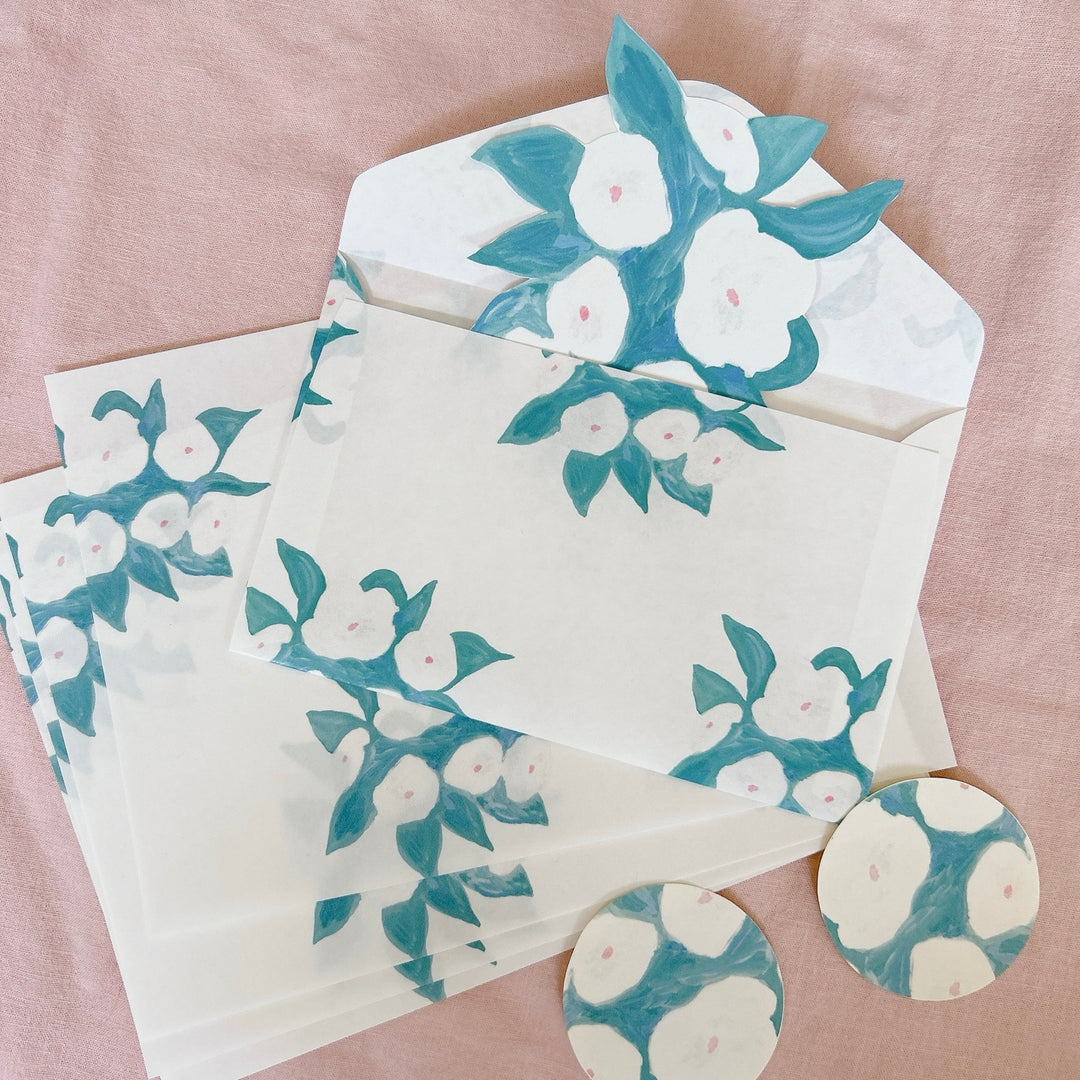 Kisetsu no Tegamiya / Letter Writing Set -White Flowers