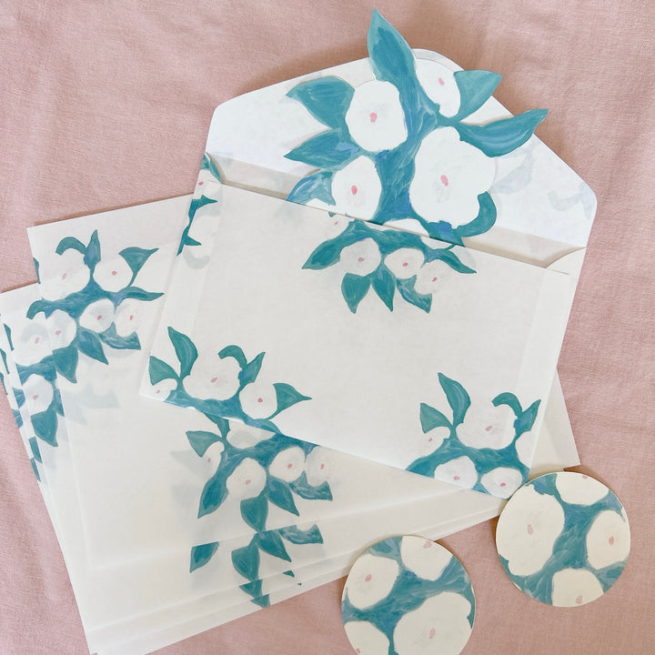 Kisetsu no Tegamiya / Letter Writing Set -White Flowers