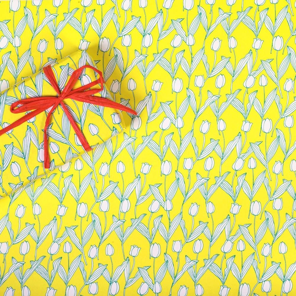 REGARO PAPIRO / Wrapping Paper -Yellow tulips /5 sheets