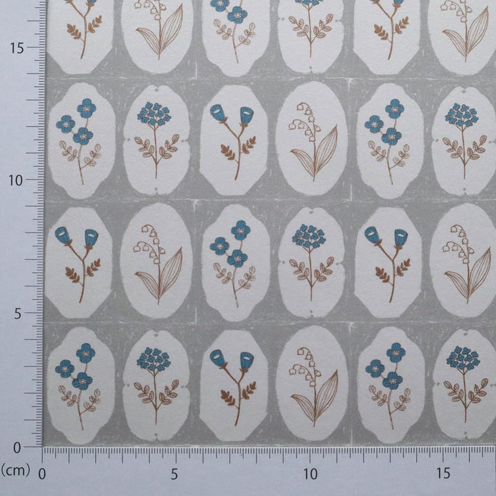 REGARO PAPIRO / Wrapping Paper -Frame Flower Gray x Blue /5 sheets