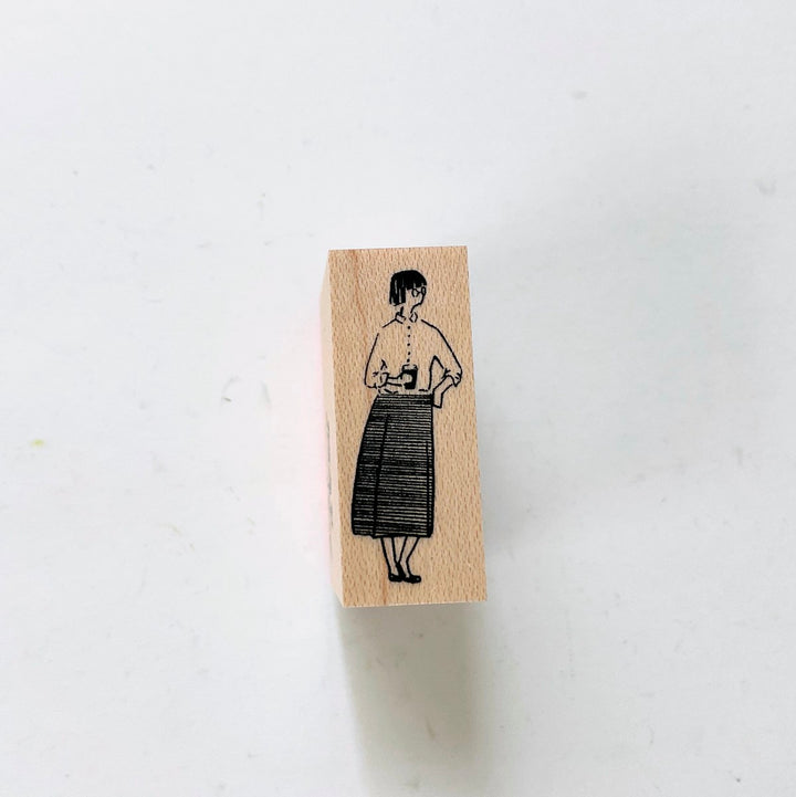 MA7stamp / Rubber Stamp -Fumiko taking a coffee break