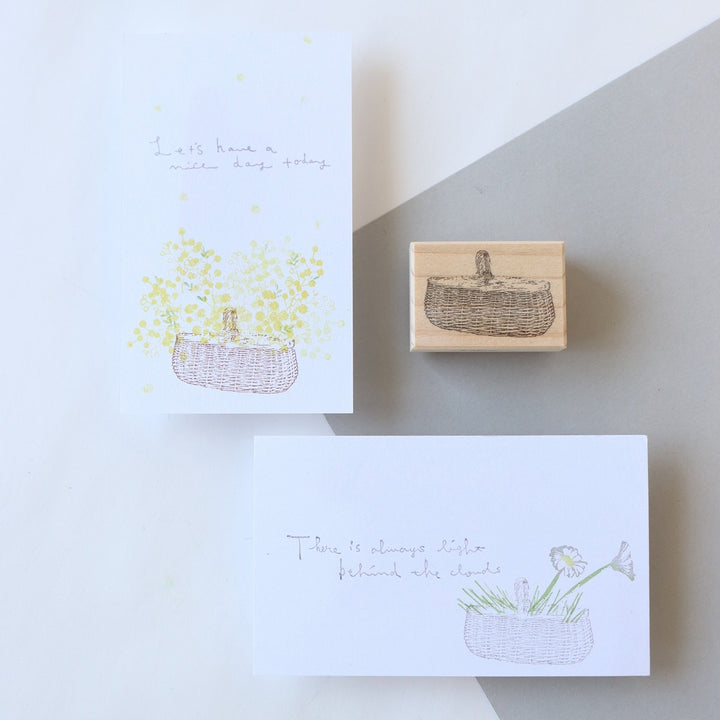 always smile.../ Rubber Stamp -Rattan basket