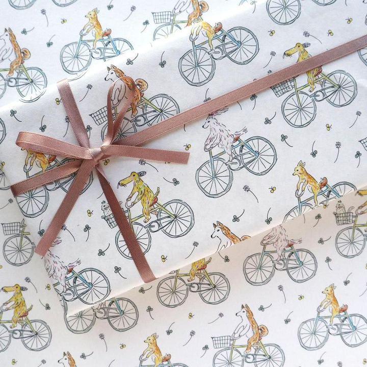REGARO PAPIRO / Wrapping Paper -Cycling Dog /5 sheets
