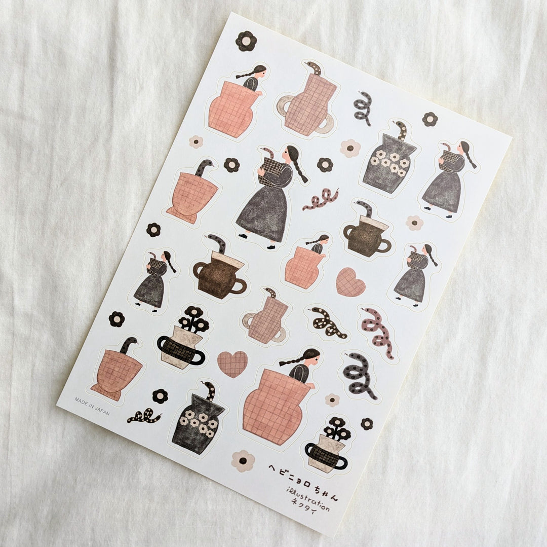 Necktie / Sticker Sheet -wriggling, slithering snake