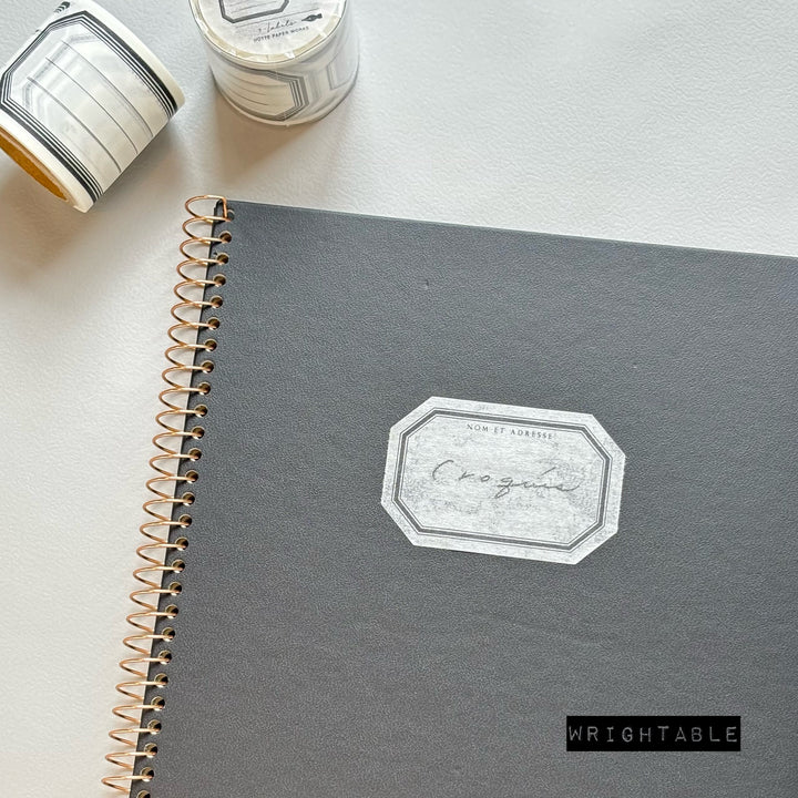 Hutte Paper Works / [easy to write on!] Washi Tape -3-Labels BLUE/BLACK