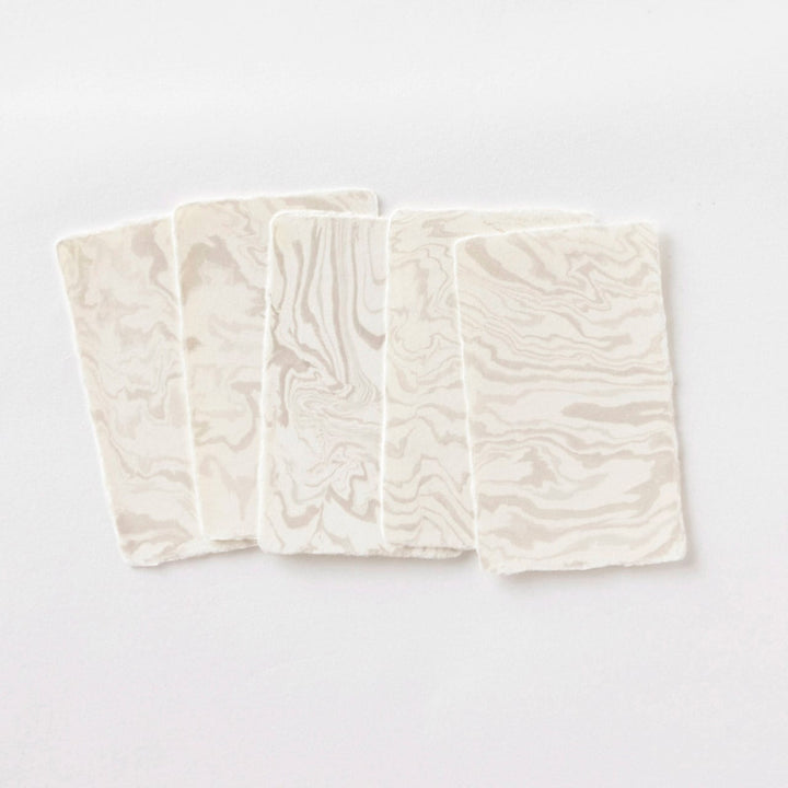 WACCA Handmade deckle edged washi paper card /Paper Marbling BU33