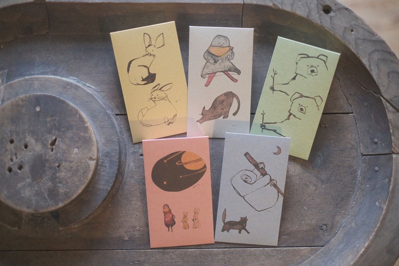 Jun Sasaki / Mini Envelope (PochiBukuro) Space, Fennec, Bear, Ghost & Cat, Sloth