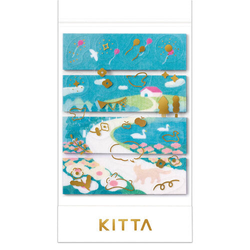 HITOTOKI / Washi Tape KITTA Collage (Gold foil)-Hill KITC001